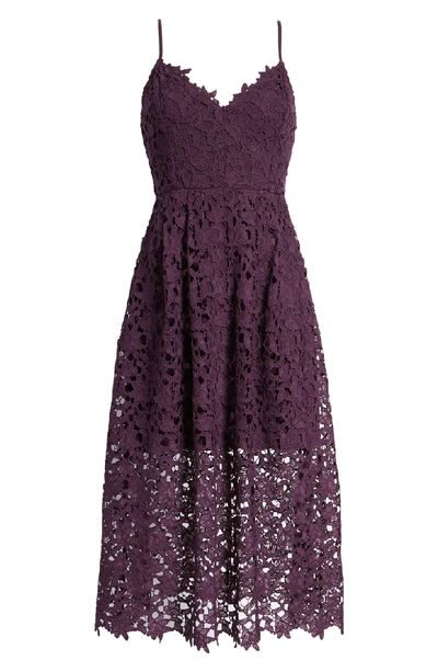 Shop Astr Lace Midi Dress In Deep Purple