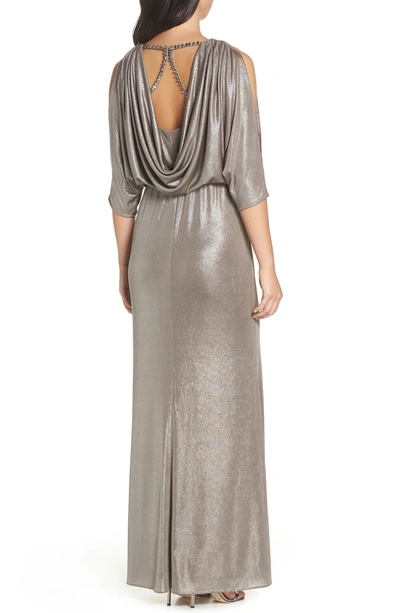 Shop Adrianna Papell Foiled Jersey Gown In Silver