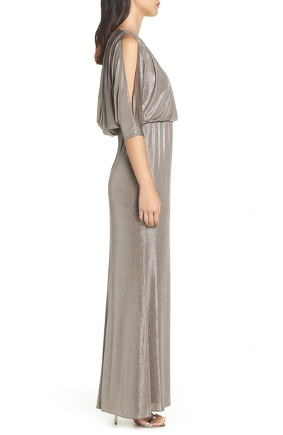 Shop Adrianna Papell Foiled Jersey Gown In Silver
