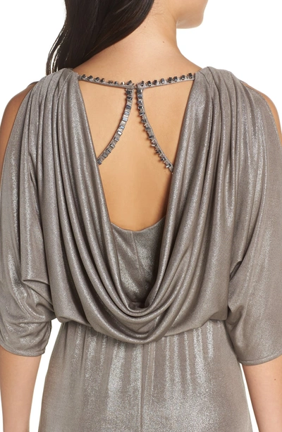 Shop Adrianna Papell Foiled Jersey Gown In Silver