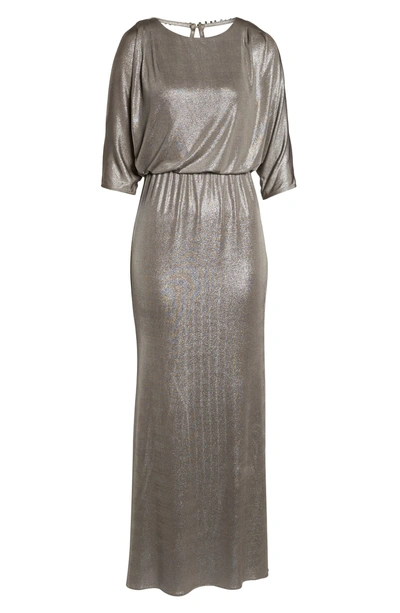 Shop Adrianna Papell Foiled Jersey Gown In Silver