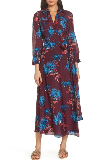 Shop Diane Von Furstenberg Long Cover-up Wrap Dress In Burgundy