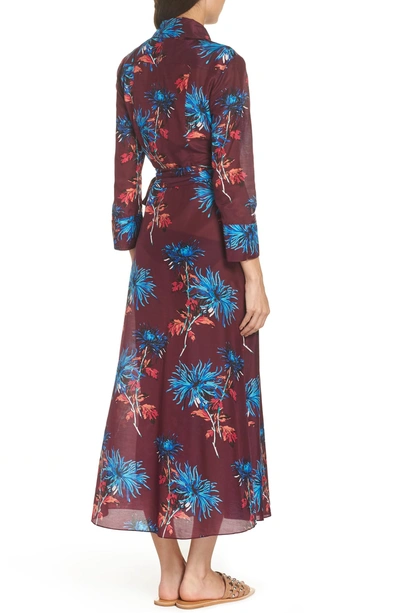 Shop Diane Von Furstenberg Long Cover-up Wrap Dress In Burgundy