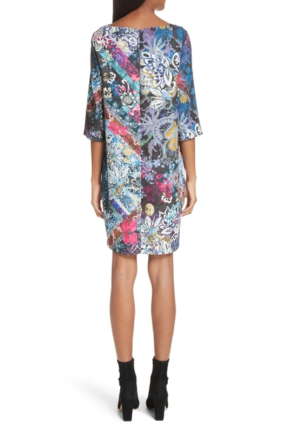Shop Fuzzi Floral Patchwork Print Tunic Dress In Nero