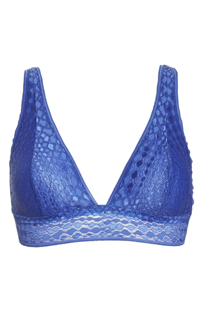 Shop Cosabella Sweet Treats Snakes Tall Triangle Bralette In Blue Violet