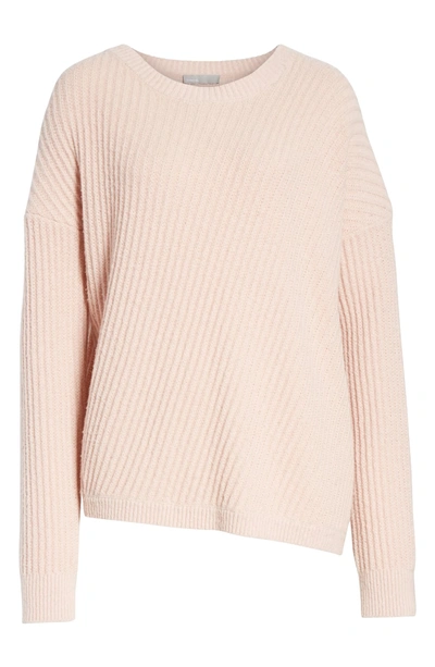 Shop Vince Side Slit Ribbed Sweater In Blush