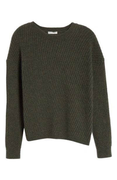 Shop Vince Side Slit Ribbed Sweater In Forest