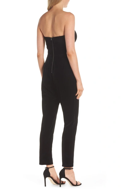 Shop Adelyn Rae Hayden Strapless Velvet Jumpsuit In Black