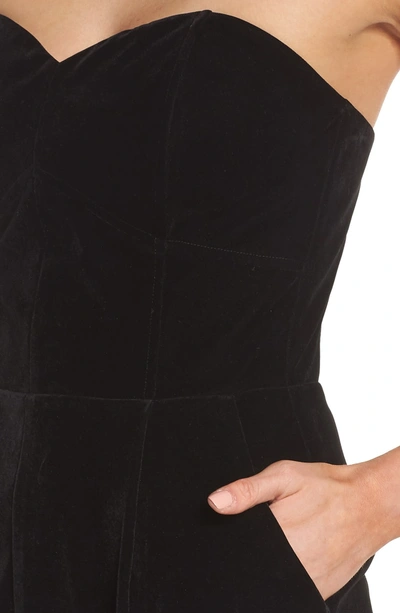 Shop Adelyn Rae Hayden Strapless Velvet Jumpsuit In Black