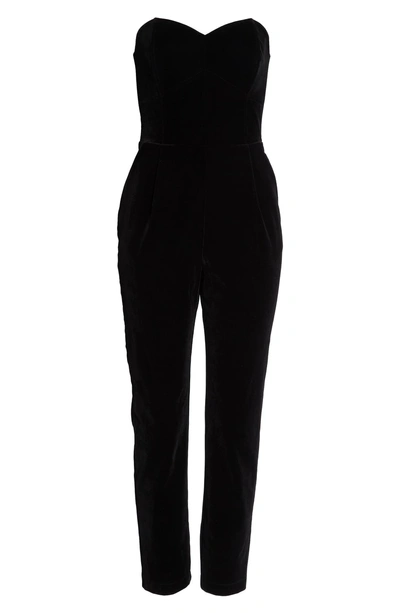 Shop Adelyn Rae Hayden Strapless Velvet Jumpsuit In Black