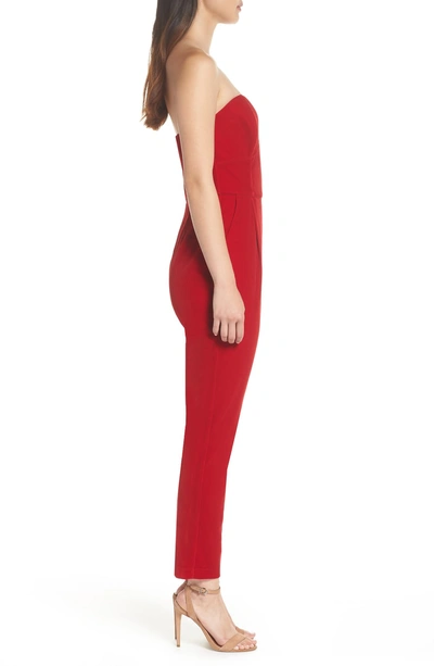 Shop Adelyn Rae Hayden Strapless Velvet Jumpsuit In Red