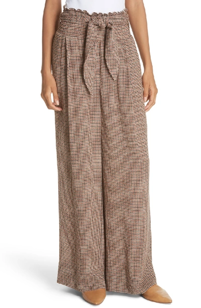 Shop Nanushka Private Houndstooth Tie Waist Pants In Check