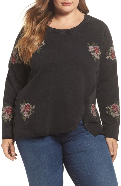 Shop Lucky Brand Embroidered Distressed Sweatshirt In Lucky