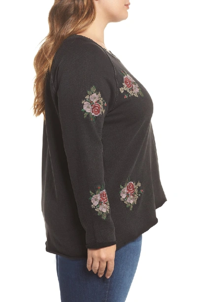 Shop Lucky Brand Embroidered Distressed Sweatshirt In Lucky