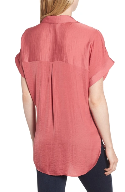 Shop Vince Camuto Hammered Satin Blouse In Rouge Blush