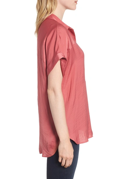 Shop Vince Camuto Hammered Satin Blouse In Rouge Blush