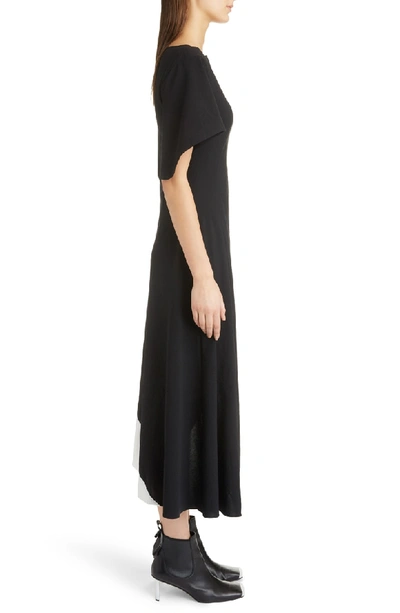 Shop Loewe Asymmetrical Contrast Hem Dress In Black/ White