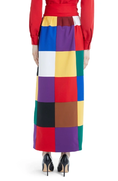 Shop Sara Battaglia Colorblock Stretch Wool Wrap Skirt In Multi
