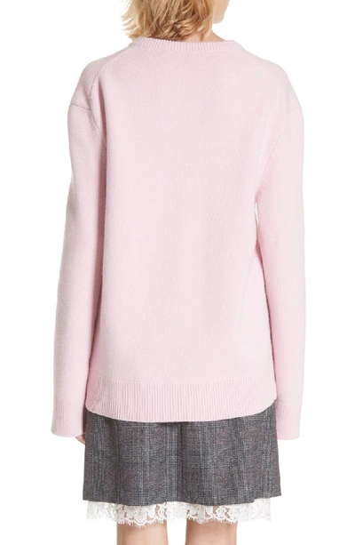 Shop Calvin Klein 205w39nyc Logo Wool & Cotton Sweater In Cherry Blossom