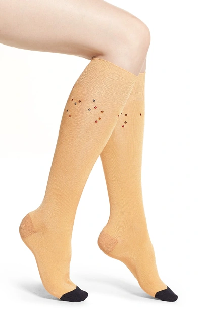 Shop Hysteria By Happy Socks Madda Sequin Knee High Socks In Light/ Pastel Orange