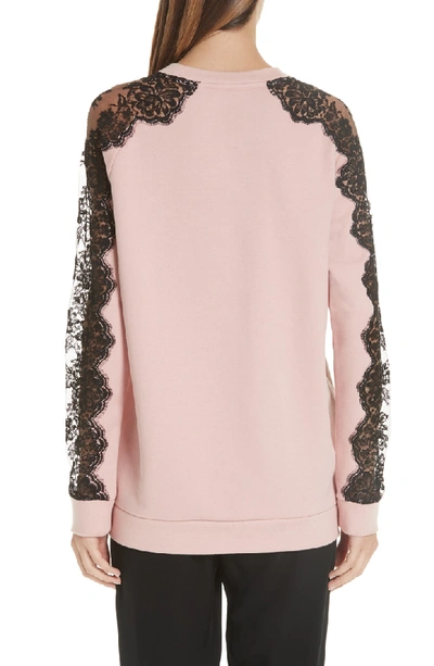 Shop Stella Mccartney Lace Inset Adidas Logo Sweatshirt In Pink