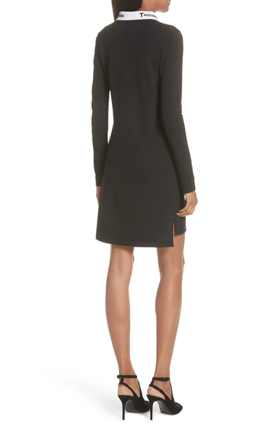 Shop Alexander Wang T Logo Collar Pique Polo Dress In Black/ Black