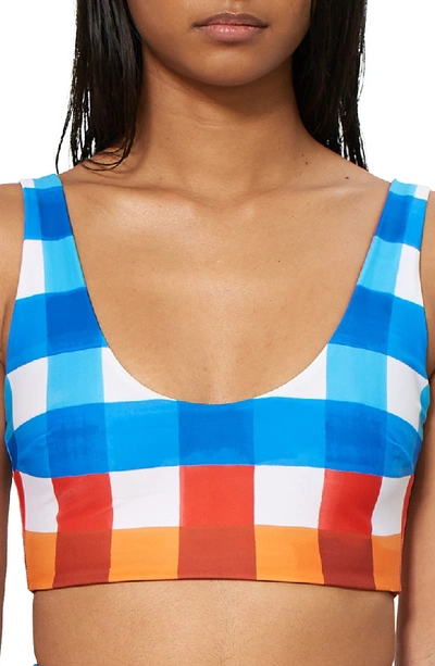 Shop Mara Hoffman Lira Check Bikini Top In Red/ Blue Multi