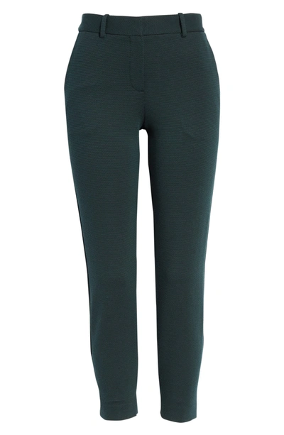 Shop Theory Treeca Textured Knit Slim Crop Pants In Green Poplar/ Pop Navy