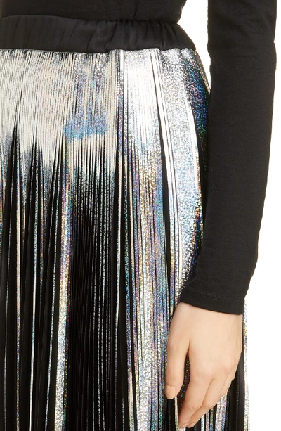 Shop Balmain Hologram Plisse Jersey Maxi Skirt In Hologramme / Noir