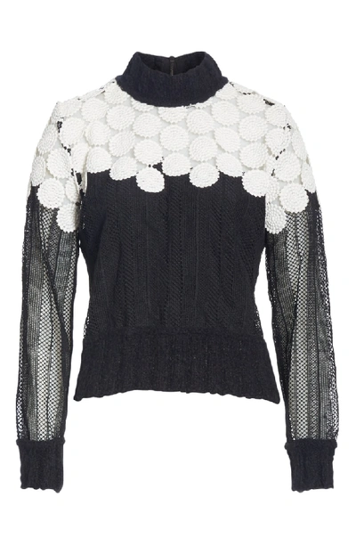 Shop Sea Penelope Mixed Media Sweatshirt In Black