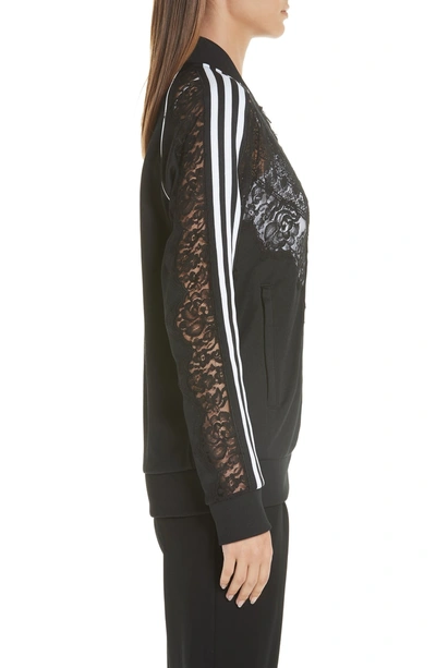 Shop Stella Mccartney Lace Inset Adidas Track Jacket In Black