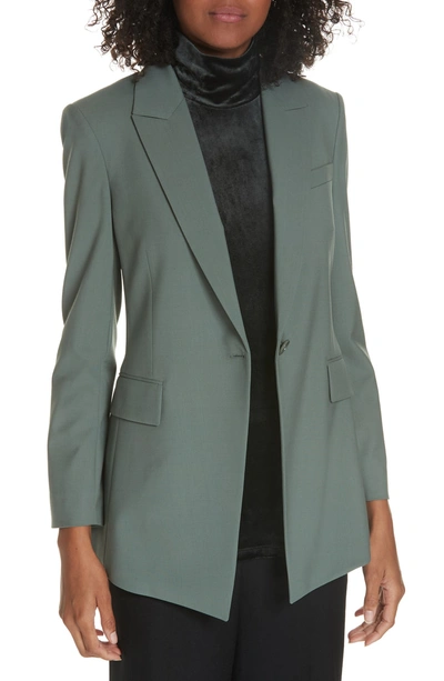 Shop Theory Etienette B Good Wool Suit Jacket In Pale Grey Moss