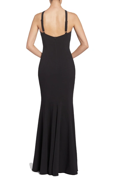 Shop Dress The Population Brianna Halter Style Trumpet Gown In Black