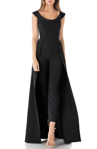 Shop Kay Unger Jumpsuit Gown In Black