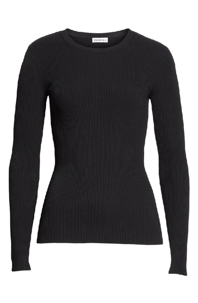 Shop Balenciaga Back Logo Ribbed Sweater In Black