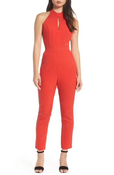 Shop Adelyn Rae Shaylie Scalloped Back Jumpsuit In Red