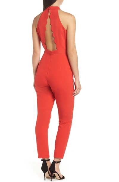 Shop Adelyn Rae Shaylie Scalloped Back Jumpsuit In Red