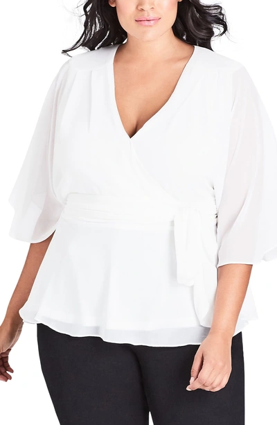 Shop City Chic Wrap Top In Ivory