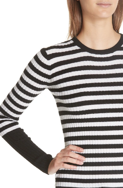 Shop Atm Anthony Thomas Melillo Stripe Rib Merino Wool Sweater In Black/ White Stripe