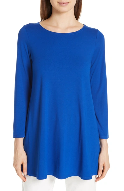 Shop Eileen Fisher Jewel Neck Tunic Top In Royal