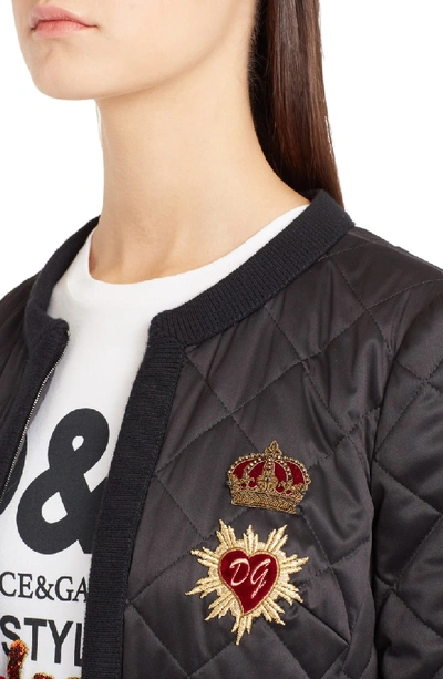 Shop Dolce & Gabbana Sacred Heart Quilted Jacket In Black