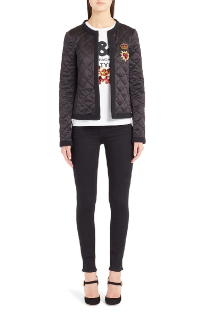 Shop Dolce & Gabbana Sacred Heart Quilted Jacket In Black