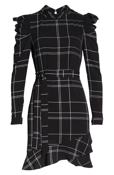 Shop Julia Jordan Long Sleeve Crepe Dress In Black/ Ivory