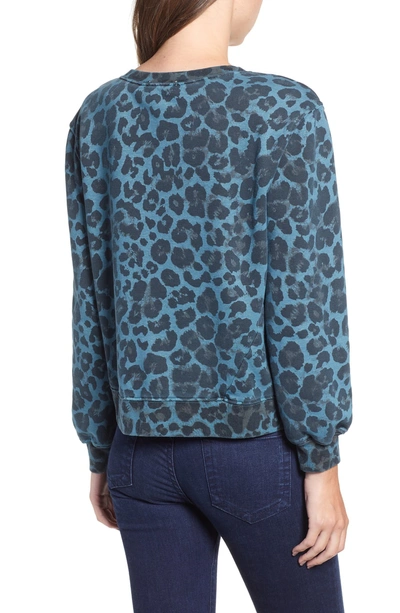 Shop Pam & Gela Leopard Offset Hem Sweatshirt In Natural Leopard Print