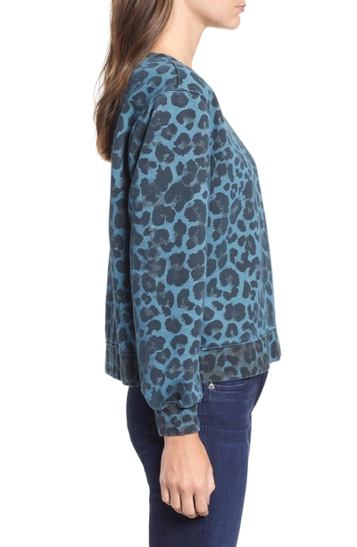 Shop Pam & Gela Leopard Offset Hem Sweatshirt In Natural Leopard Print