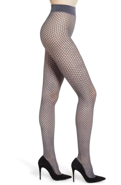 Shop Falke Beeswax Fishnet Tights In Smog