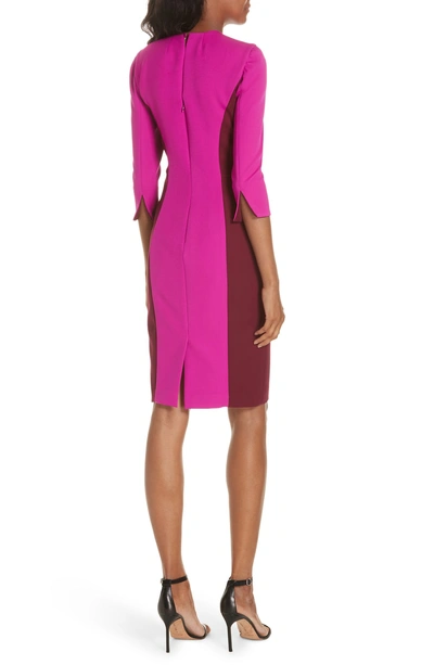 Shop Milly Colorblock Scuba Crepe Body-con Dress In Magenta/ Plum