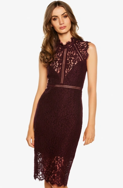 Shop Bardot Lace Sheath Dress In Wine