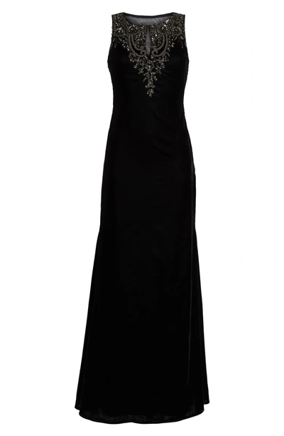 Adrianna Papell Embellished Velvet Gown In Black Mercury ModeSens