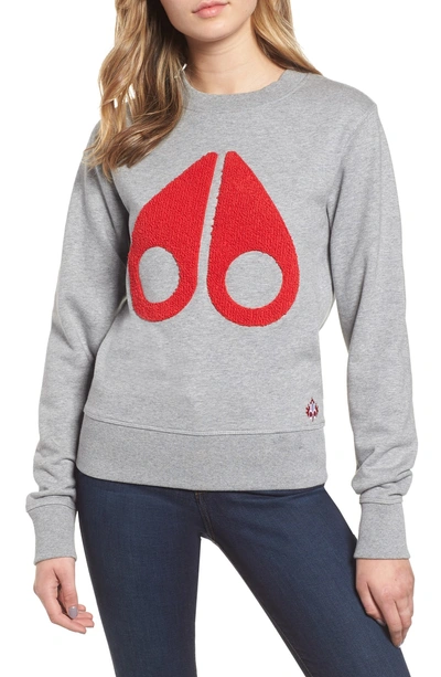 Shop Moose Knuckles Logo Sweatshirt In Grey Melange